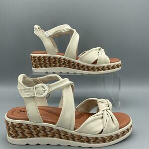NEW Jambu Women’s Diana Casual Wedge Heel Sandals Eggshell Size 7.5M